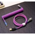 thumbnail image 1 of hokistudio Cable USB tipo C en espiral personalizado para teclado mecánico Trabajo hecho a mano Conector XLR trenzado Espiral Paracord Versión de 100 cm (Rosa Púrpura), 1 of 3