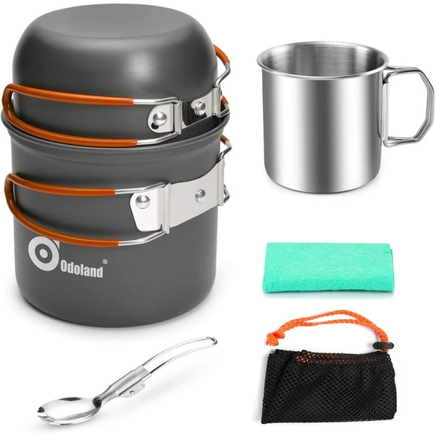  Camping Cookware Mess Kit,Backpacking Cooking Cookware Kit,Stainless  Steel Plates Forks Knives Spoons and Folding Cup for Camping, Backpacking,  Outdoor and Picnic : Sports & Outdoors