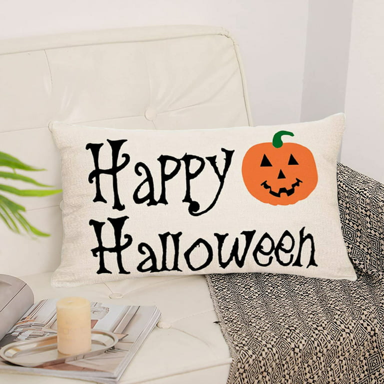Halloween Series Pink Pumpkin Head Decorative Pillow Cover
