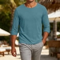 thumbnail image 3 of Guluxicc Men's Cotton Long Sleeve Shirts Breathable Crew Neck Pullover Classic Fit T Shirts Summer Casual Outfits, 3 of 7