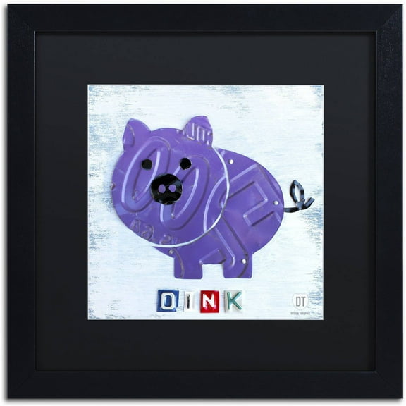 Trademark Fine Art 'Oink the Pig' Canvas Art by Design Turnpike, Black Matte, Black Frame