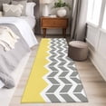 thumbnail image 4 of Yellow Grey Runner Rug for Hallway 2x6ft, Herringbone Abstract Non Slip Floor Mat Washable Low-Profile Indoor Carpet for Living Room, Bedroom, Dining Room, 4 of 9