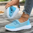 thumbnail image 4 of Zapatillas planas transpirables de malla tejida para mujer, zapatos casuales antideslizantes de moda para caminar, mocasines cómodos de suela suave sin cordones, zapatillas de tenis, 4 of 6
