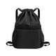 thumbnail image 4 of Mochila con cordón, bolsa de gimnasio, ligera, resistente al agua, para deportes, gimnasio, bolsa de natación con cordón para senderismo, viajes y act Negro, 4 of 8