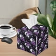 thumbnail image 5 of Psesaysky Waterproof Tissue Box Holder, Square PU Leather Tissue Box Cover, Purple Rose Skull Decorative Facial Paper Organizer Dispenser for Bathroom, Night Stands, Desk, 5.1X5.1X5.5'', 5 of 7