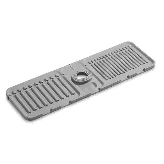 Silicone Sink Faucet Splash Guard Mat, 14.6” Drain Tray with Sloped Drainage Design, Cuttable Kitchen Counter Splash Pad, Quick Dry Faucet Catcher Mat for Sink & Countertop Protection