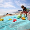 thumbnail image 5 of Manta de playa sin arena, impermeable, resistente al viento, para pícnic, camping, eventos al aire libre, fácil de limpiar, prevención del polvo, 200 x 200 cm, 1 unidad, azul, 5 of 5