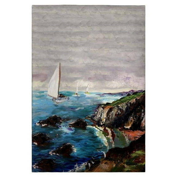 Betsydrake GT1164 20 x 20 in. Sailing the Cliffs Guest Towel