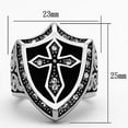 thumbnail image 2 of Gift for Him Men's Rings Stainless Steel Cross Shield Silver, 2 of 8