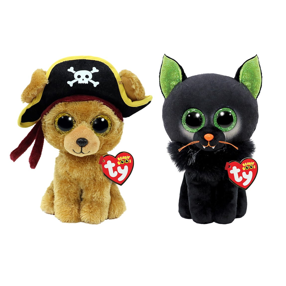Ty Beanie Boos - SET of 2 Halloween (ROWAN the Pirate Dog & OLEANDER the Cat) (6 Inch) Stuffed Plush Toy