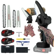 Small Rechargeable Chain Saw, Battery Powered Electric Chainsaw, Handheld Mini Chain Saw for Wood Cutting Tree Trimming
