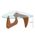 thumbnail image 4 of GZXS Modern Coffee Table, 43.3" Triangle Center Table with Glass Top for Living Room, Easy Assembly, Clear & Brown, 4 of 6