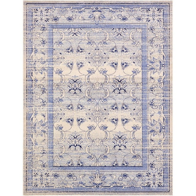 Unique Loom La Jolla Rustic Border Area Rug 10' x 13' Rectangle Blue/Ivory