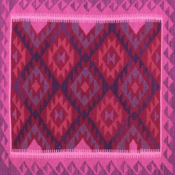 Ahgly Company Indoor Square Oriental Pink Traditional Area Rugs, 8' Square