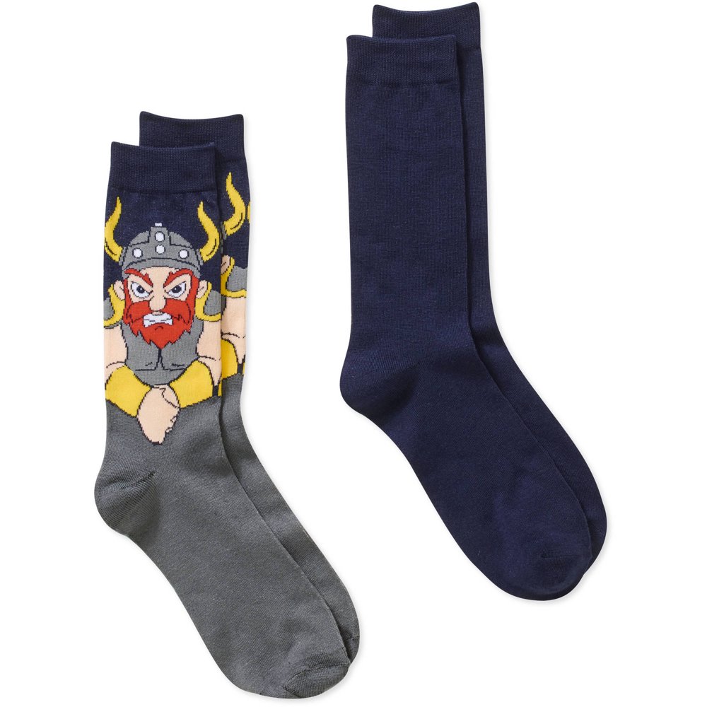 Viking Viking Men's Novelty Socks, 2 Pack