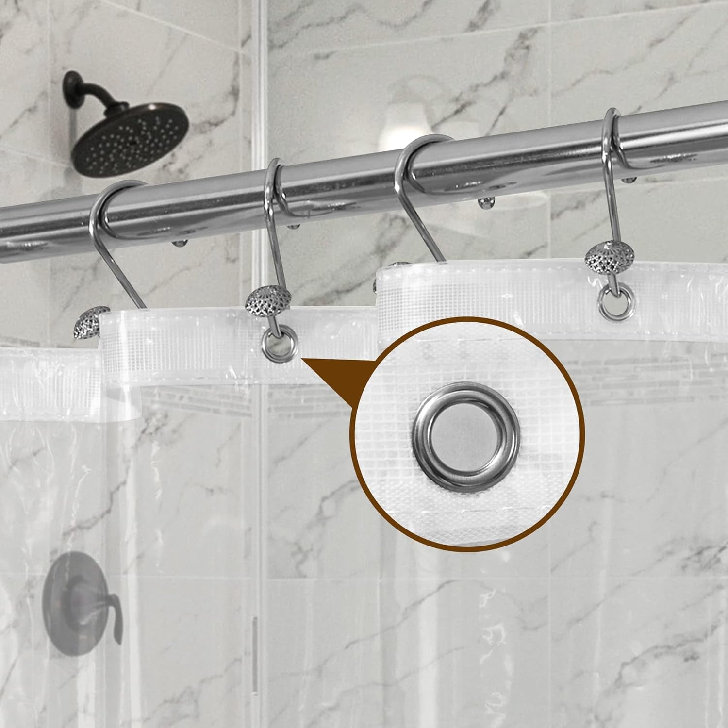 Super Long Clear Shower Curtain Liner 72" Wide x 108" Height - See Through Plastic Bath Curtain with Metal Grommets for Bathroom - Clear, 72x108