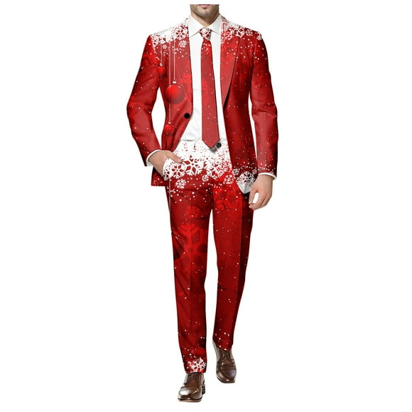 Stylish Men's Suits - Men Dress Suits 3 Cutes Jacket Pant Set Casual Christmas Printed Suit Penguin Suit Separate Mens Three Cute Suit Slim Fit and Trousers Set for Jacket Pants for Men