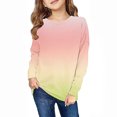 thumbnail image 3 of Girls Casual Crewneck Sweatshirt Cute Gradient Color Pullover Shirts Loose Fit Long Sleeve Tops 1-12 Y, 3 of 8
