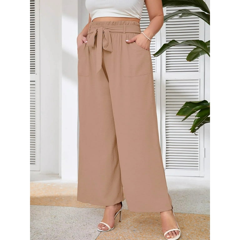 SHOWMALL Womens Plus Size Pants High Waisted Palazzo Pants