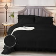 thumbnail image 3 of 1 Piece Luxury Vintage Ruffle Pattern Comforter By D.N.G. BEDDINGS Premium Super Soft, All Season, 800 Thread Count 100% Egyptian Cotton Super King Size Black Color, 3 of 8