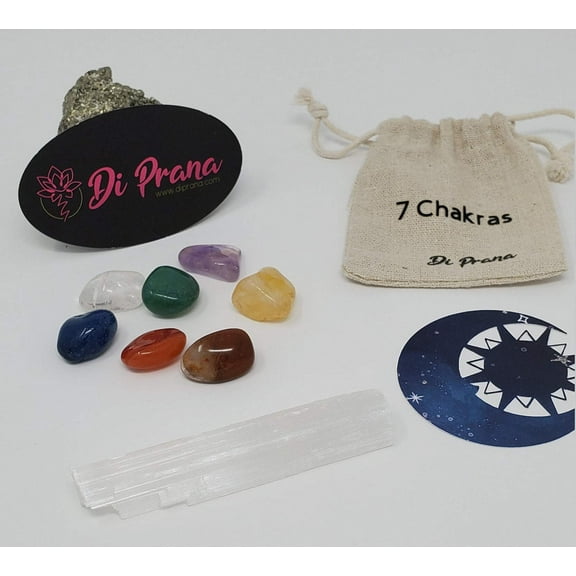 Crystal Set Chakra stones with selenite wand