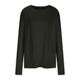 thumbnail image 4 of Long Sleeve Tunic Tops for Women Casual Plus Size Crew Neck Front 2 Pockets Plain T Shirts Basic Tees S-5XL (3X-Large, Black), 4 of 6