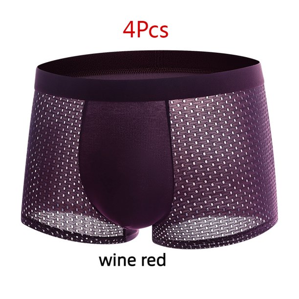 4 unids/lote de ropa interior para hombre, Boxer para hombre, Boxershorts de malla de seda helada, bragas de talla grande, calzoncillos transpirables sexis de verano 40-100KG