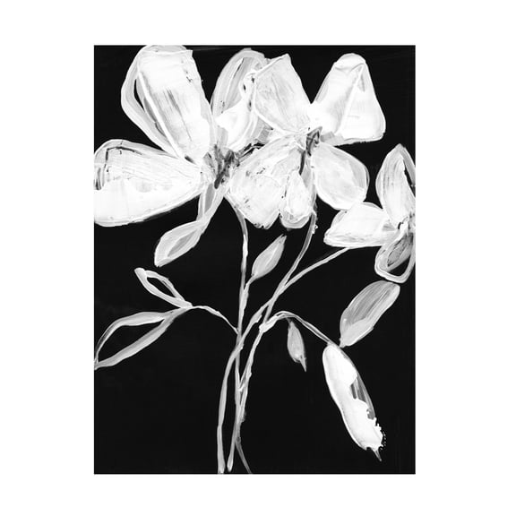 Jennifer Goldberger 'White Whimsical Flowers I' Canvas Art