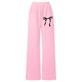 thumbnail image 3 of UACY Kids Printed Bow Sweatpants Elastic Waist Loose Fit Casual Pants for Girls Comfortable Everyday Trousers (Pink, 9-10 Years), 3 of 3