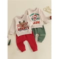 thumbnail image 3 of Toddler Baby Girls Boys Christmas Clothing Sets 0 6 12 18 24 Months 2T 3T Candy/Reindeer Letter Print Long Sleeve Sweatshirt Pocket Long Pants Outfits, 3 of 9