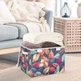 thumbnail image 3 of Yayeee Collapsible Cube Storage Bin with Lid Fabric Closet Decorative Basket with Handles, Blue Vibrant Leaves Pattern, 3 of 7