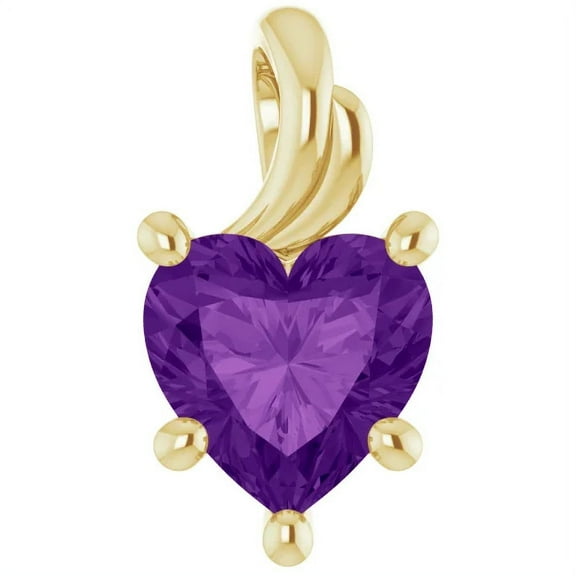 Pompeii 7mm Amethyst Women's Heart Pendant in 14k Gold Necklace 5mm Tall (,)