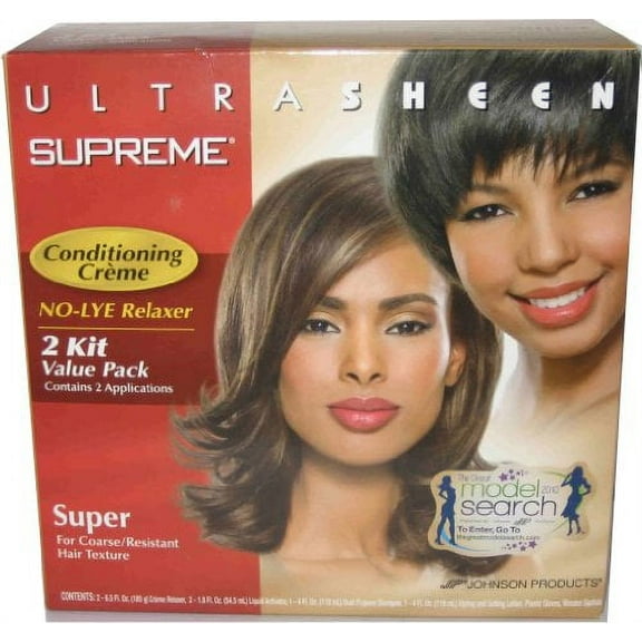 Ultra Sheen Supreme No-Lye Conditioning Creme Super Relaxer Kits, 2 count