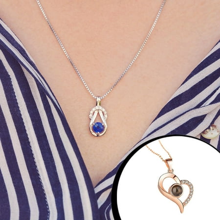 

ELENXS Personalized Necklace Rustproof Shiny Geometric Pendant Romantic Memory Projection Beautiful Bracelet Wedding Christmas Party