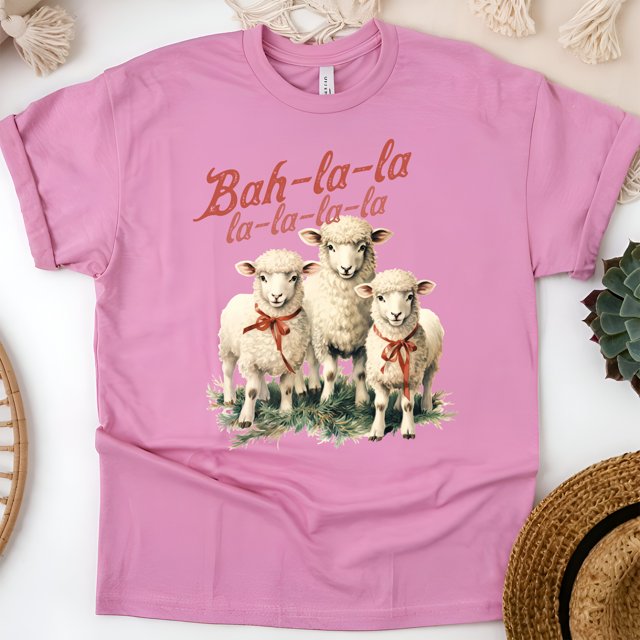 Funny Sheep Shirt | Bah La La Farm Animal Graphic Tee for Country Lovers, Azalea, Size M