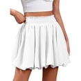 thumbnail image 2 of CIENVNSTG Mini Bubble Shorts for Wome High Waisted Wide Leg Loose Fit Casual Comfy Ruffle Bloomersn with Pockets White S, 2 of 4