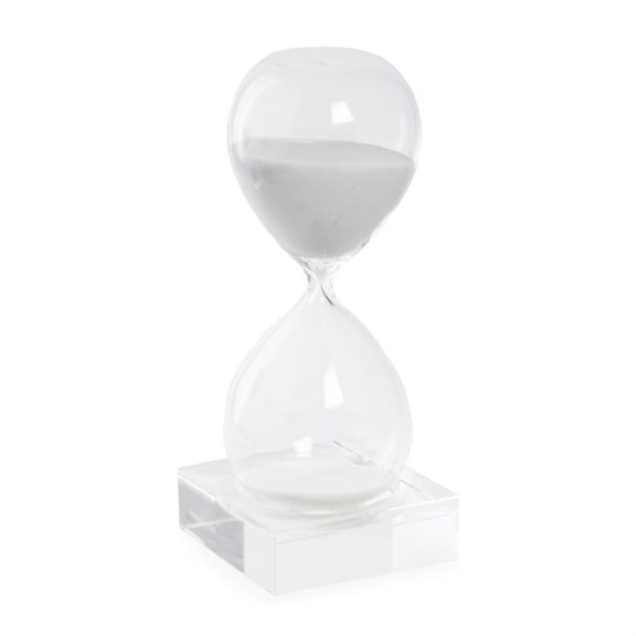 30 Minute Crystal Sand Timer on Crystal Base with White Sand.