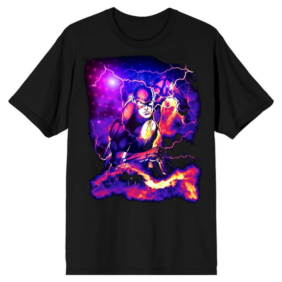 Justice League Flash Graphic Men's Black T-Shirt-Small