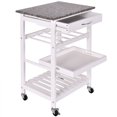 thumbnail image 3 of Costway 4-Tier Rolling Wood Kitchen Trolley Island Cart Storage Shelf Drawer Wine Rack, 3 of 7