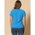 thumbnail image 3 of DARING DIVA V Neck Dots Printed Short Sleeve Blouse Top XL Sky Blue, 3 of 6