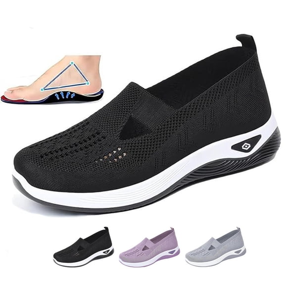 Women's Casual Work Slip On Shoes Hollow Out Super Breathable Soft Sole, Arch Support Anti-Skid Walking Shoes for Women, Gift for Mother Grandmother