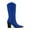 Blue, variant on FSJ Women Pointed Toe Embroidered Mid Calf Boots Side Zipper Stacked Chunky High Heels Comfortable Outdoor Cowboy Boots Size 8 Blue
