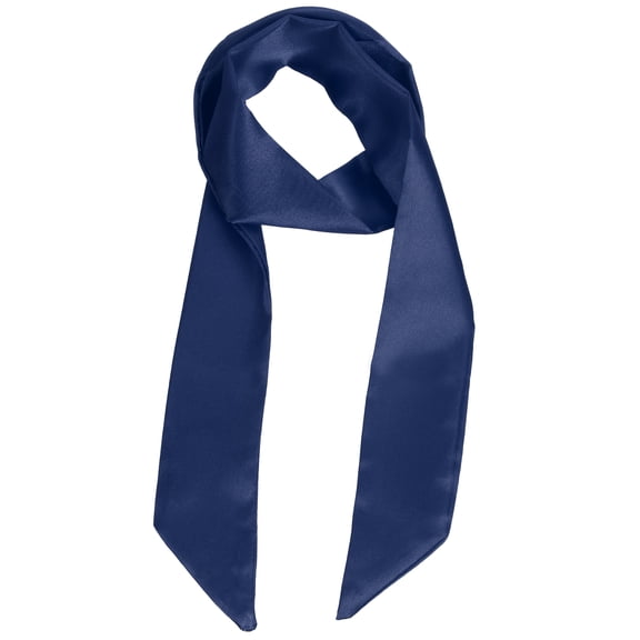 Uxcell Solid Long Neckerchief, Stylish Ribbon Skinny Pure Neck Scarf Silk Necktie Ribbon Women Headband Tie 40" & Navy Blue - Fit For(Handbag/Wrap/Hair Scarves/Belt Decor