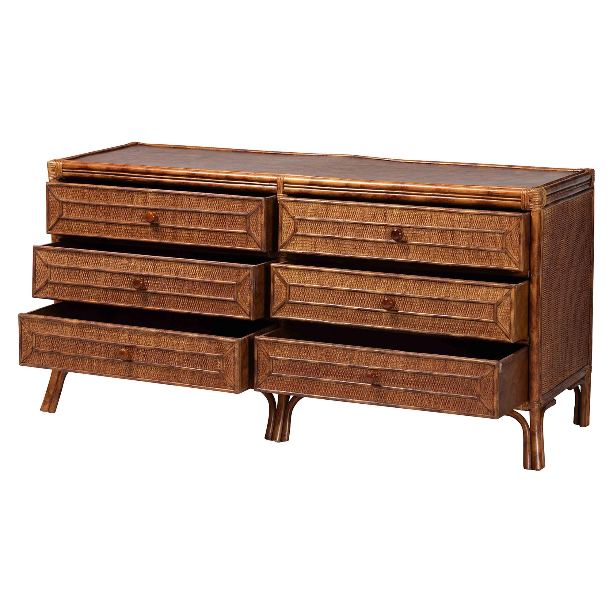 bali & pari Basile Boho Dresser, 6-Drawer, Marbled Tortoise Brown