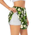 thumbnail image 1 of Balery Green Fruit Pantalones cortos deportivos para mujer con forro y dos bolsillos, elásticos, para entrenamiento, gimnasio, yoga-Small, 1 of 7