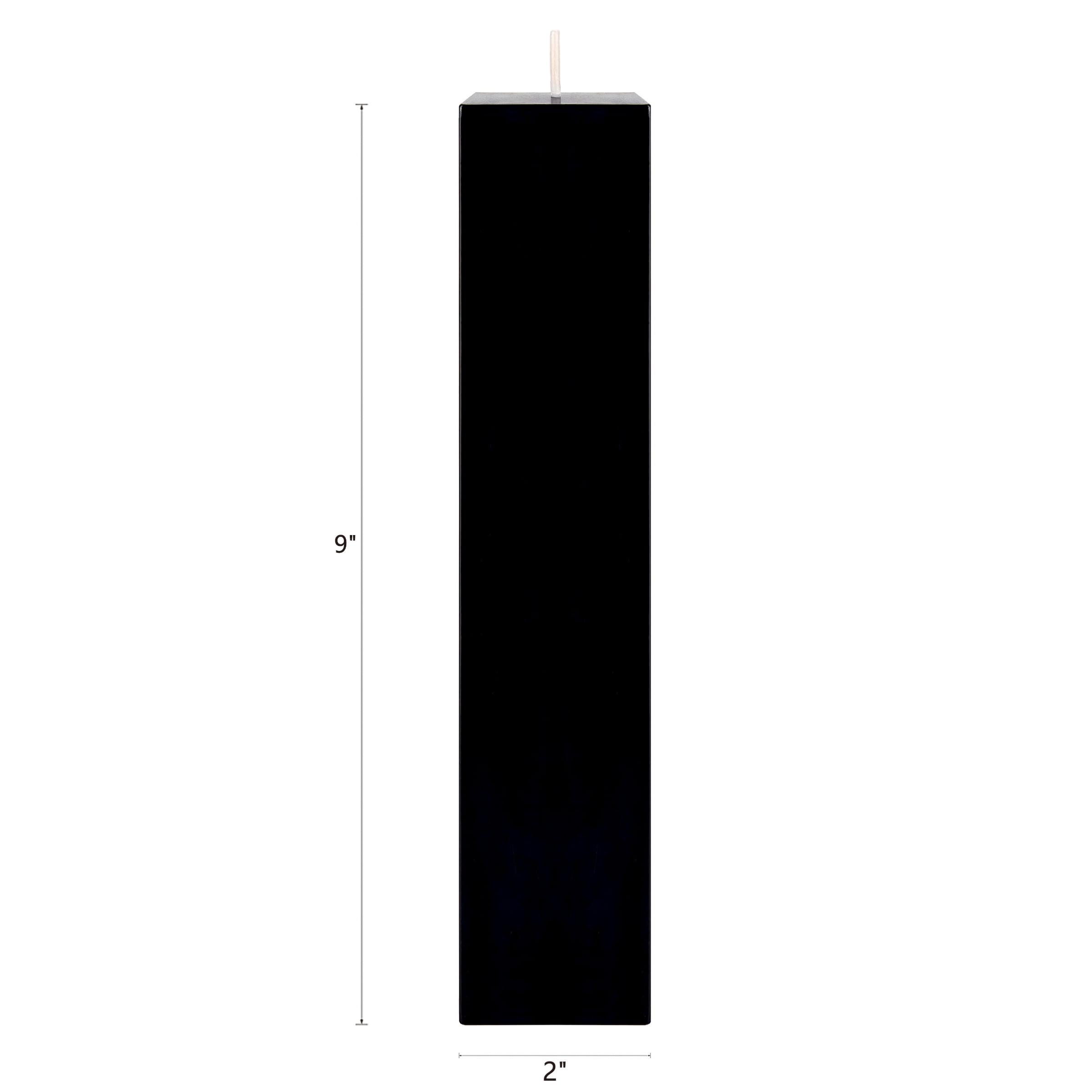 Mega Candles 3 pcs Unscented Black Square Pillar Candle, Hand Poured Premium Wax Candles 2 Inch x 9 Inch, Home Décor, Wedding Receptions, Baby Showers, Birthdays, Celebrations, Party Favors & More
