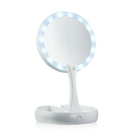 ZEDWELL 2019 Profissional LED Makeup Mirror Lighted Table Espelho Spiegel Collapsible Natural Make-up White Lighting