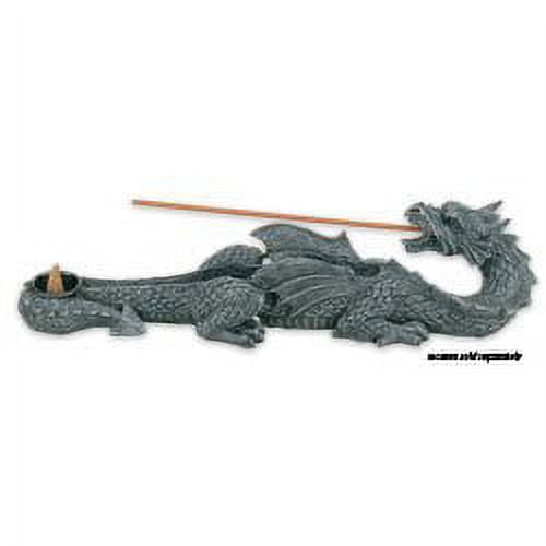 Grey Mythical Dragon Looking Backwards Fantasy Incense Burner