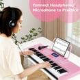 thumbnail image 4 of Costway Piano Électronique 61 Touches avec 350 Rythmes 350 Timbres 50 Chansons Démo Rose, 4 of 10
