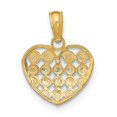 thumbnail image 3 of 14k Yellow Gold Rhodium D.C Finish Heart Pendant, 3 of 3